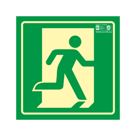 Pictograma syssa señal de salida de emergencia derecha en pvc fotoluminiscente 224x224 mm