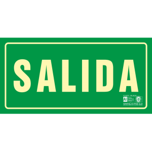 Pictograma syssa señal de salida en pvc fotoluminiscente 320x160 mm