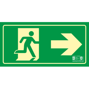 Pictograma syssa señal de salida emergencia flecha derecha en pvc fotoluminiscente 320x160 mm