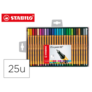 Rotulador stabilo punta de fibra point 88 estuche de 25 unidades colores surtidos