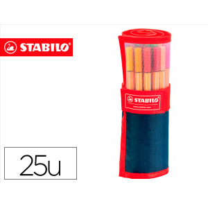 Rotulador stabilo punta de fibra point 88 estuche rollerset de 25 colores surtidos