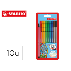 Rotulador stabilo acuarelable pen 68 estuche de 10 unidades colores surtidos