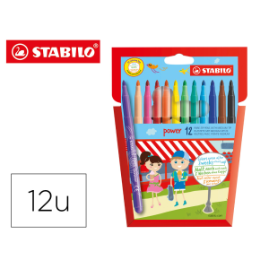 Rotulador stabilo power caja de 12 unidades colores surtidos