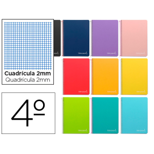 Cuaderno espiral liderpapel cuarto witty tapa dura 80h 75gr milimetrado 2mm colores surtidos