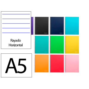 Cuaderno espiral liderpapel a5 micro jolly tapa forrada 140h 75gr horizontal 5 bandas 6 taladros colores surtidos