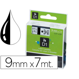 Cinta dymo 1000 9 mm negro-blanco d1