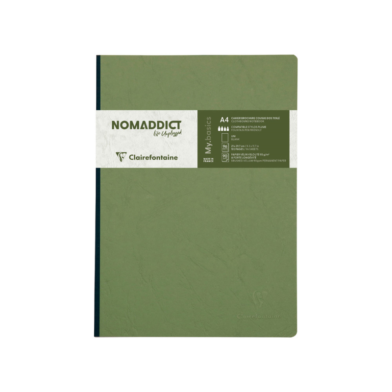 Cuaderno cosido clairefontaine age-bag din a4 96 hojas liso color verde