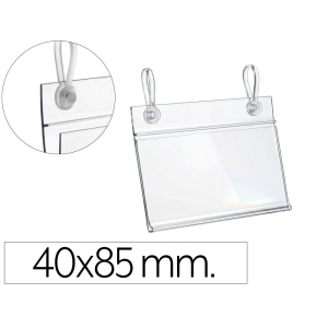 Soporte portaprecios q-connect con 2 agujeros y clip para cesta metalica etiqueta 40x85 mm