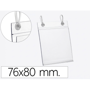 Soporte portaprecios q-connect con 2 agujeros y clip para cesta metalica etiqueta 76x80 mm