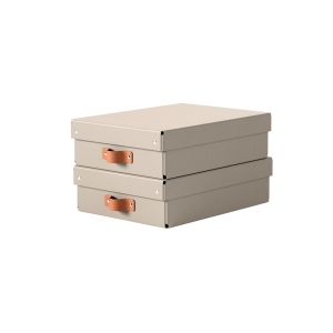 Caja de almacenaje leitz carton mediana baja con asa de piel color azul pack de 2 unidades
