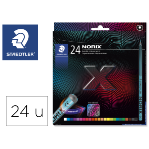 Lapices de colores staedtler norix con forma inteligente estuche de 24 unidades colores surtidos