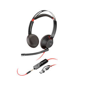 Auriculares poly con cable blackwire 5220 usb-c conexion 3,5 mm adaptador usb-c/a