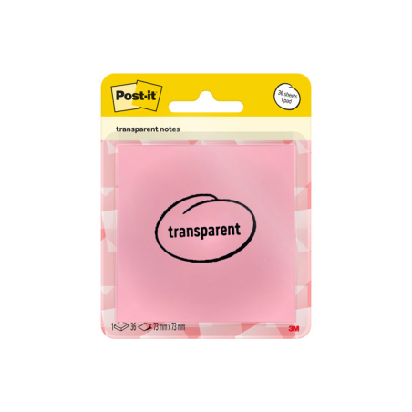 Bloc de notas adhesivas quita y pon post-it 73x73 mm 36 hojas transparente naranja papaya
