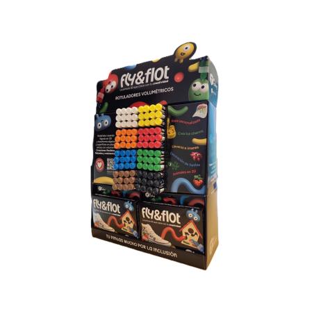 Rotulador tcolors fly&flot efecto 3d volumetrico 25 ml expositor de sobremesa 96 unidades colores surtidos +