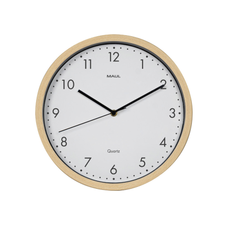 Reloj maul grain de pared redondo 30 cm diametro cuarzo marco madera natural clara