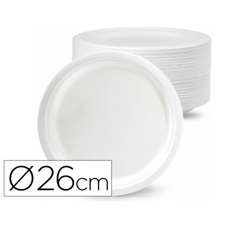 Plato de fibra bio 26 cm paquete de 50 unidades