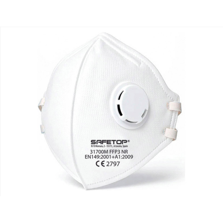 Mascarilla facial safetop ffp3 nr plegable vertical con valvula