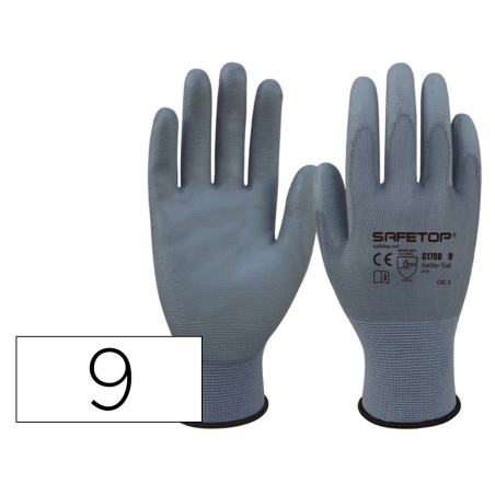 Guantes de poliuretano safetop feather task sintetico talla 9