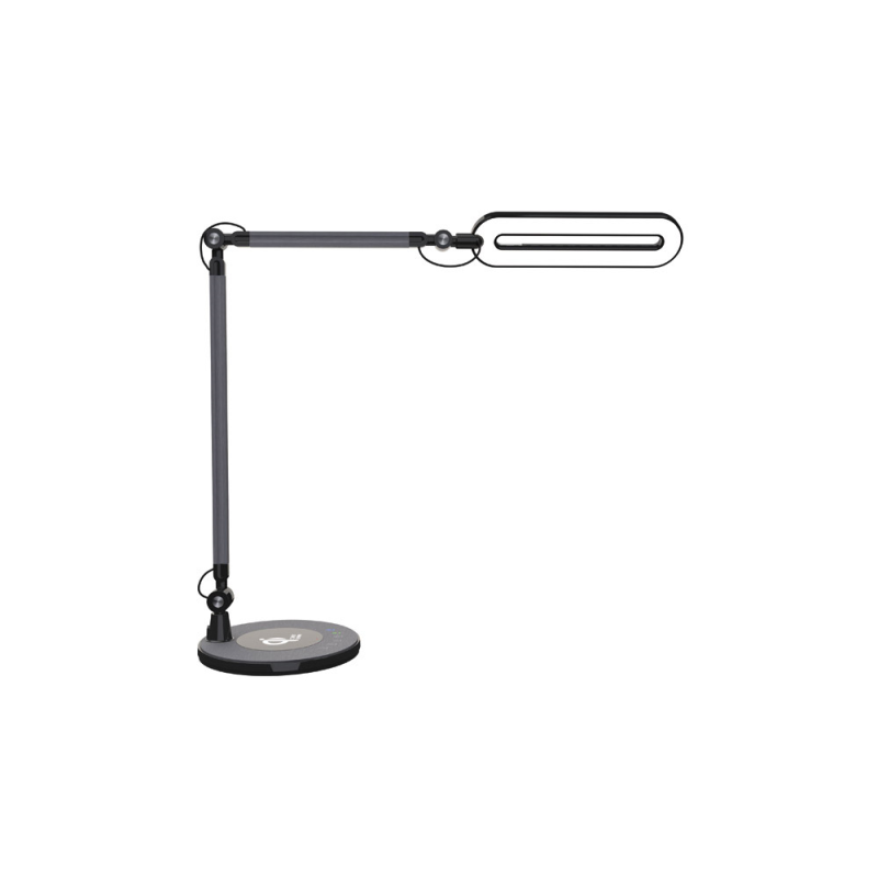 Lampara de escritorio maul led 3 niveles intensidad luz cabezal y brazo inclinable con carga inductiva qi color