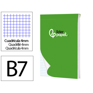 Bloc notas liderpapel cuadro 4mm b7 80 hojas 60g/m2 perforado