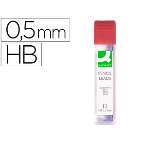 Minas q-connect grafito 0,5 mm hb estuche de 12 minas longitud 60 mm