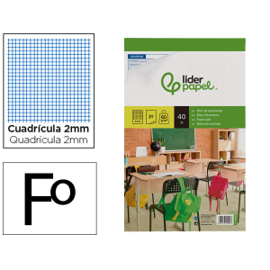 Bloc examenes liderpapel cuadro 2mm folio 40 hojas 60g/m2