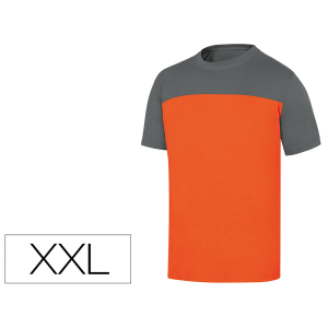 Camiseta de algodon deltaplus color gris/naranja talla xxl