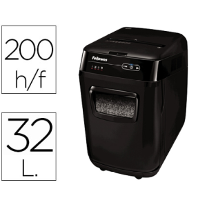 Destructora de documentos fellowes automax 200m capacidad de corte 200 hojas particulas destruye grapas