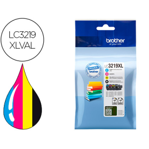 Ink-jet brother lc3219xlval multipack 4 colores negro / amarillo / cian / magenta alta capacidad 3000 pag negro