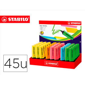 Rotulador stabilo boss fluorescente 70 expositor de 45 unidades colores surtidos