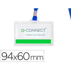 Identificador q-connect kf17112 con cordon plano azul y apertura lateral 94x60 mm