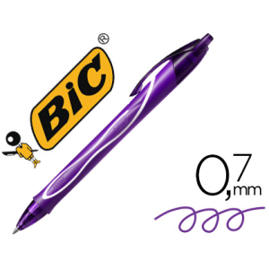 Boligrafo bic gelocity quick dry retractil tinta gel purpura punta de 0,7 mm