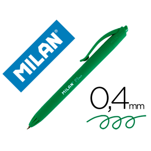 Boligrafo milan p1 retractil 1 mm touch verde