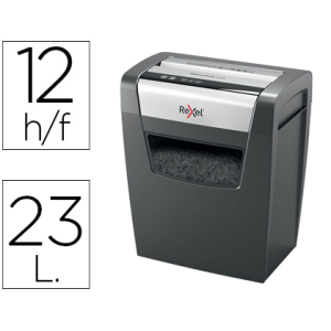 Destructora de documentos rexel momentum x312 capacidad de corte 12 hojas destruye grapas y clips papelera 23 l