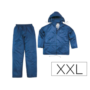 Conjunto de lluvia deltaplus 400 poliester/pvc azul marino talla xxl