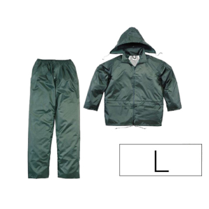 Conjunto de lluvia deltaplus 400 poliester/pvc verde talla l