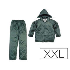 Conjunto de lluvia deltaplus 400 poliester/pvc verde talla xxl