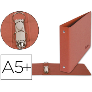 Carpeta de 2 anillas 25mm redondas liderpapel cuarto apaisado carton cuero