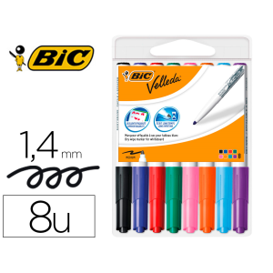 Rotulador bic velleda para pizarra punta redonda 1,9 mm bolsa de 8 unidades colores surtidos