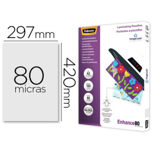 Bolsa de plastificar fellowes brillo din a3 80 mc pack 100 unidades