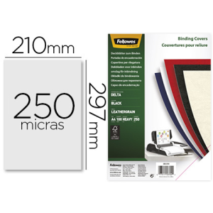 Tapa de encuadernacion fellowes din a4 carton similpiel cuero negro delta 250 gr pack de 100 unidades