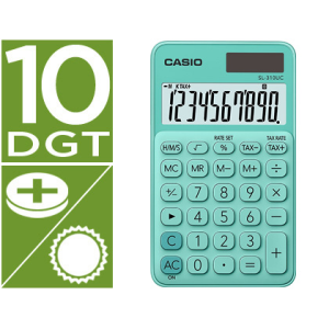 Calculadora casio sl-310uc-gn bolsillo 10 digitos tax +/- tecla color verde