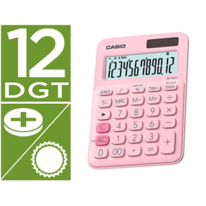 Calculadora casio ms-20uc-pk sobremesa 12 digitos tax +/- color rosa