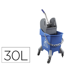 Carro de limpieza con bastidor y escurridor con 4 ruedas 32 l azul 455x370x970 mm