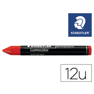 Cera staedtler para marcar rojo lumocolor permanente omnigraph 236 caja de 12 unidades