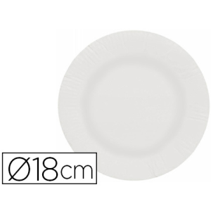 Plato papel reciclable blanco 18 cm paquete 50 unidades