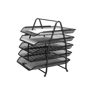 Bandeja sobremesa metalica q-connect kf18474 rejilla negro 5 bandejas movibles 350x275x375 mm