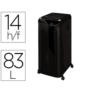 Destructora de documentos fellowes automax 600m capacidad de hojas 600 seguridad p5 clips y tarjetas