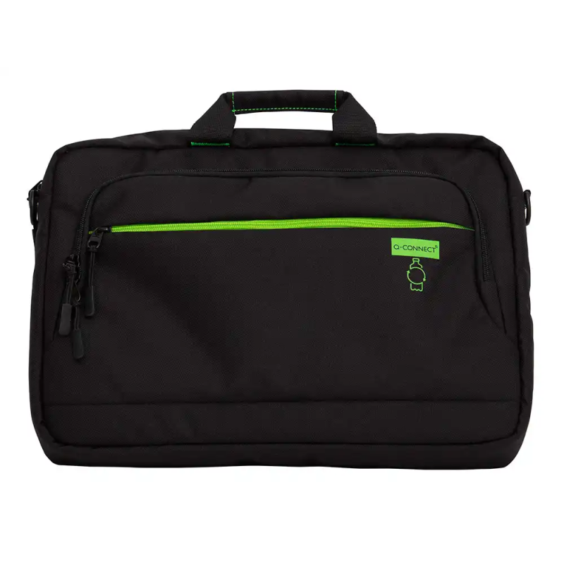 Maletin para portatil q-connect 15,6/' negro 1 asa 2 bolsillos exteriores polietileno reciclado