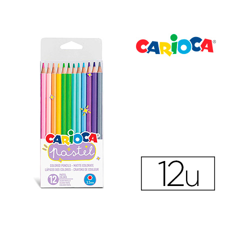 Lapices de colores carioca pastel blister de 12 colores surtidos